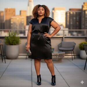 Universal Standard Black Silky Shift Dress